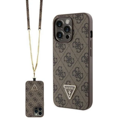 Afbeelding van Guess 4G Triangle Crossbody Back Case Geschikt voor Apple iPhone 13 Pro (6.1&quot;) Bruin