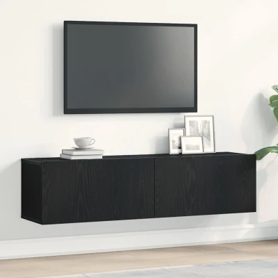 Afbeelding van vidaXL Tv meubel 120x30x30,5 cm spaanplaat zwart eikenkleurig