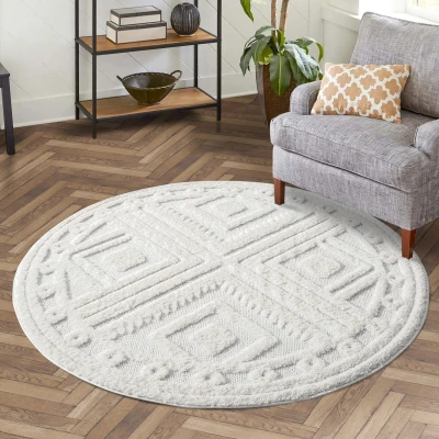 Afbeelding van Vloerkleed Focus Art ROND Hoogpolig Fluffy Scandinavisch Creme 160 CM