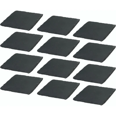 Afbeelding van Novaliv leistenen plaat vierkant 15 x 0,5 cm 12 stuks sushi serveerplaten decoratie
