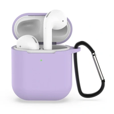 Afbeelding van AirPods siliconen hoesje voor 1/2 Paars + handige clip