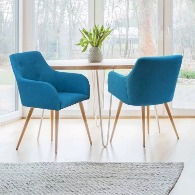 Afbeelding van Lot de 2 chaises salle à manger scandinaves DANIA bleu canard