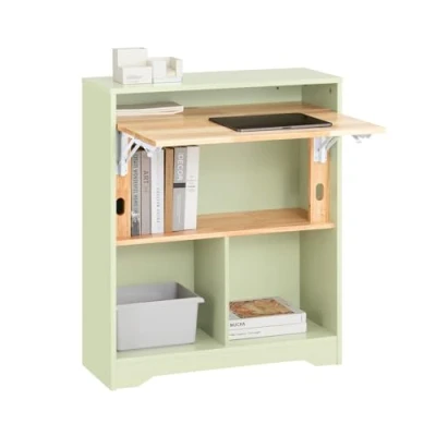 Afbeelding van SoBuy Opvouwbaar bureau, opklapbare computertafel, bureautafel, klein bureau met legplanken, werktafel, 70 x 25 85 cm FWT104 GR