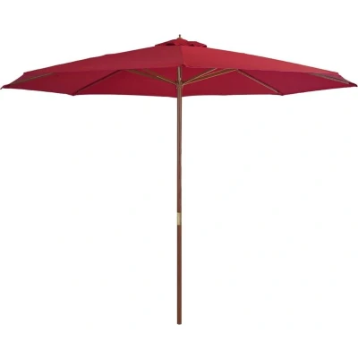 Afbeelding van Parasol met houten paal 350 cm bordeauxrood