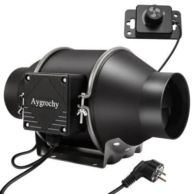 Afbeelding van Aygrochy 100 mm afzuigventilator, afvoerventilator 363 m3/h met variabele snelheidsregelaar, voor verwarming, koeling, booster, kweektenten, hydrocultuur.