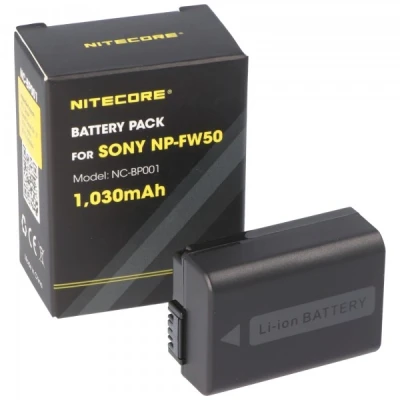 Afbeelding van Nitecore NP FW50 camera batterij, NC BP001, FW50, ideaal voor veel Sony cameramodellen, 7.4V, 1030mAh