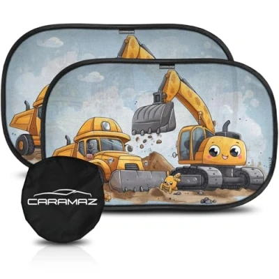 Afbeelding van CARAMAZ Opti Dark autozonwering voor baby&#039;s, 2 stuks, met uv bescherming, zonwering auto, zijzuignap, kinderen, 51 x 31 cm