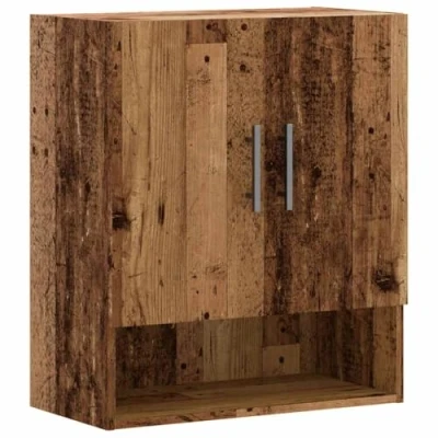 Afbeelding van Wandkast 60x31x70 cm bewerkt hout oud houtkleurig