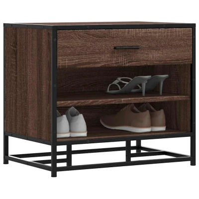 Afbeelding van vidaXL Schoenenbank 60x40x53,5 cm bewerkt hout en metaal bruin eiken