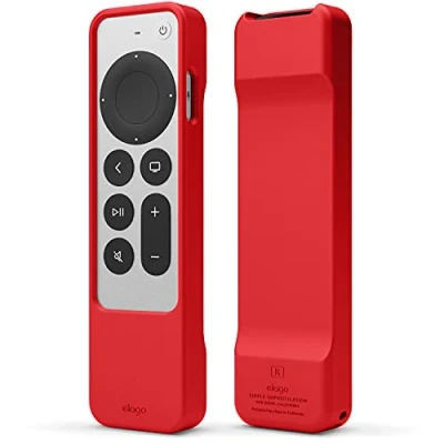Afbeelding van elago R1 hoes compatibel met Apple TV 4K Siri Remote 3e generatie (2022) en 2e (2021) magnetische technologie, schokdemping, volledige toegang tot alle functies (rood)