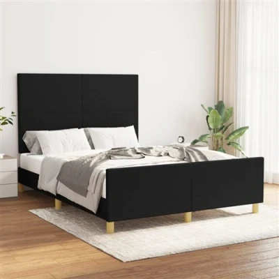 Afbeelding van vidaXL Bedframe met hoofdbord stof zwart 140x200 cm