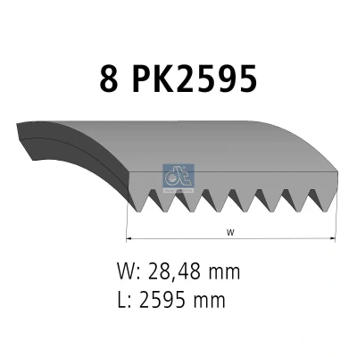 Afbeelding van DT Spare Parts 1.21852 Multiriem 2595 8 EPDM (Ethylen Propylen Dien Kautschuk)