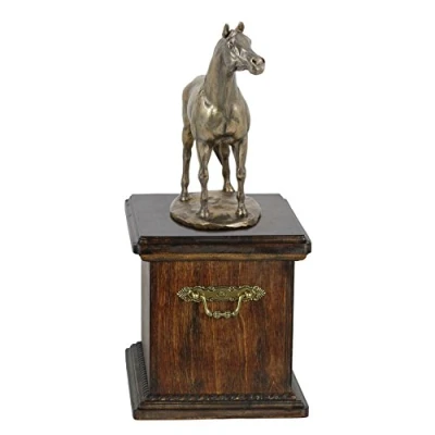 Afbeelding van Elegante urn voor paardenas met hondenbeeldje van Australische Stock Horse