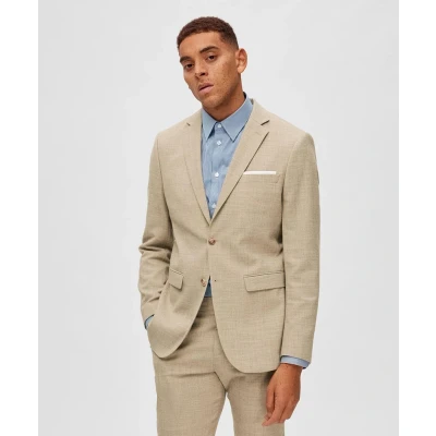 Afbeelding van Selected Homme MIX Blazer, Heren, Maat: 50, Sand