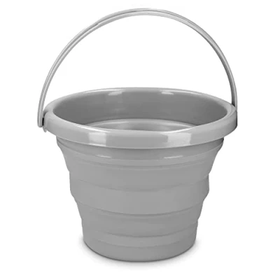 Afbeelding van Navaris opvouwbare emmer van silicone 5L Vouwemmer voor camping, festival, strand, vissen, tuinieren, huishouden of kamperen Grijs