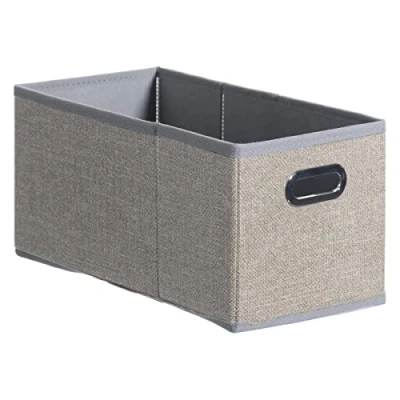 Afbeelding van Opbergmand/kastmand 7 liter beige linnen 31 x 15 cm Opbergboxen Vakkenkast manden