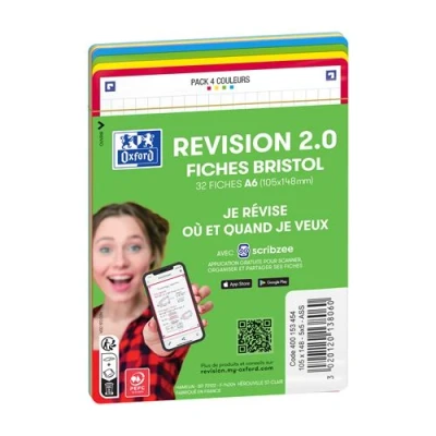 Image de Pack de 32 Fiches Bristol 2.0 Oxford Q5 Format A6 Modèle aléatoire