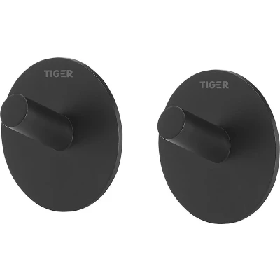 Afbeelding van Tiger Rondo Handdoekhaak Zonder boren Handdoekhaakjes 3M tape Mat zwart (2 stuks)
