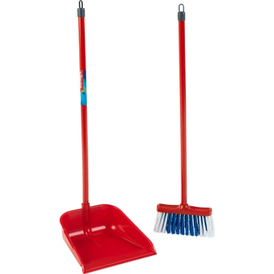 Afbeelding van Klein Toys Vileda langsteelstoffer en blik 56 cm lange steel 55,5 bezem rood blauw
