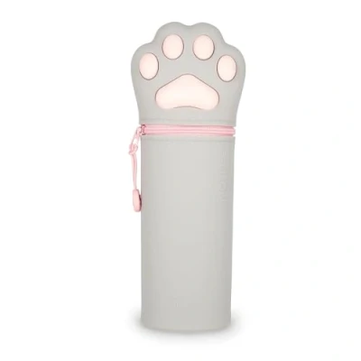 Afbeelding van Legami Kawaii 2 in 1 etui van zachte siliconen, Kitty Paw thema, tafelpenhouder, ritssluiting, kleurpotloden, H 21,5 cm