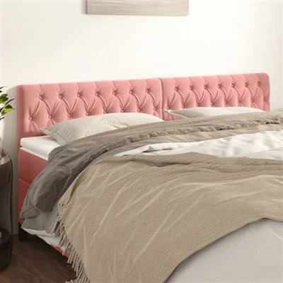 Afbeelding van Hoofdborden 2 st 100x7x78/88 cm fluweel roze