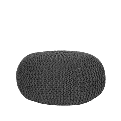 Afbeelding van LABEL51 Poef Knitted Antraciet Katoen L