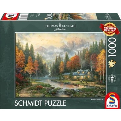 Afbeelding van Schmidt Spiele 58784 puzzel met 1000 stukjes, motief Thomas Kinkade Evening at Autumn Lake, meerkleurig