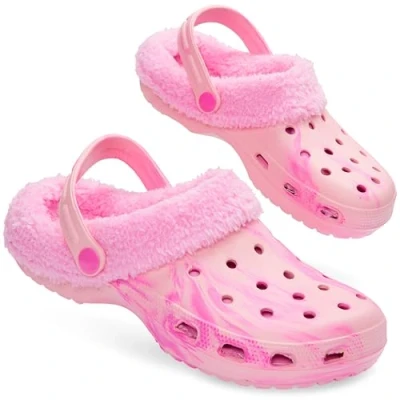 Afbeelding van CityComfort Klassieke met fleece gevoerde winterklompen voor dames en tieners, warme tuinschoenen om aan te trekken riem, Roze tie dye