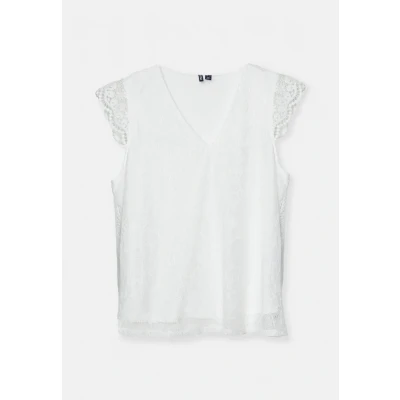 Afbeelding van PIECES PCOLLINE SL LACE V NECK TOP WVN NOOS Dames Tanktop Cloud Dancer