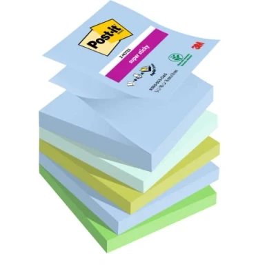 Afbeelding van Post it Super Sticky Z notes Oasis, 90 vel, ft 76 x mm, geassorteerde kleuren, pak van 5 blokken memoblok