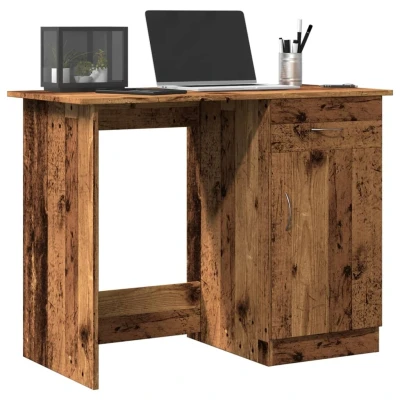 Afbeelding van Bureau 100x50x76 cm bewerkt hout oud houtkleurig