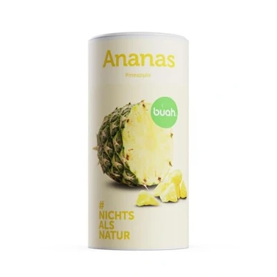Afbeelding van BUAH® Gedroogde ananas in de vriezer, ananaschips, als snack of voor muesli en desserts, gezonde vervanging van snoep, veganistisch suikervrij, 168 g