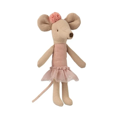 Afbeelding van Maileg knuffelmuis grote zus ballerina met pompon 12 cm