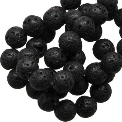 Afbeelding van Zwarte Lava Kralen (10 mm) 38 Stuks