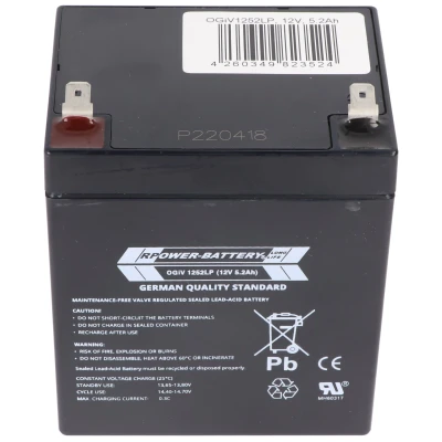 Afbeelding van RPower OgiV1252LP 12V 5.2Ah loodaccu met lange levensduur AGM loodgelaccu