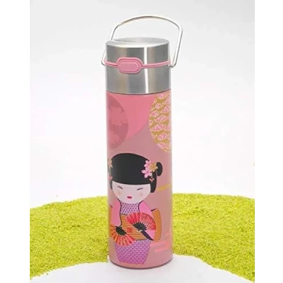 Afbeelding van Leeza New Little Geisha dubbelwandige roestvrijstalen fles, 500 ml, roze