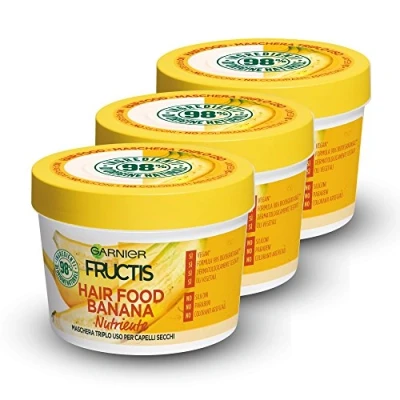 Afbeelding van Garnier, Fructis Hair Food Banana 3 in 1 voedend masker met veganistische formule voor droog haar, 390 ml
