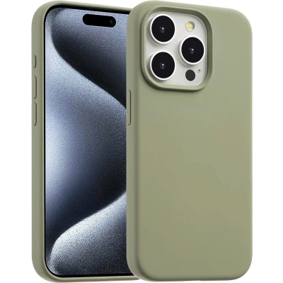 Afbeelding van Accezz Hoesje Geschikt voor iPhone 15 Pro Max Siliconen Liquid Silicone Backcover MagSafe Lichtgroen
