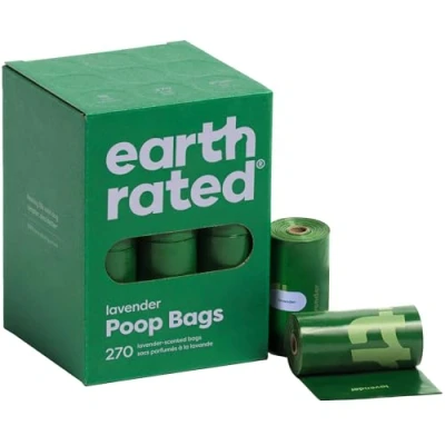 Afbeelding van Earth Rated 270 stuks hondenpoepzakjes, lekvrij, extra dik, voor lavendelgeur