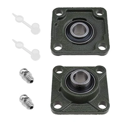 Afbeelding van 2 stuks UCF204 kogellagers 20 mm met oliemondstuk, 4 vierkante flensbouten zelfuitlijnen voor transportsystemen drukmachine