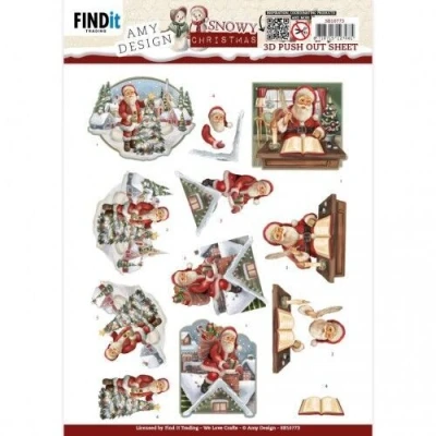 Afbeelding van 3D Push Out Amy Design Snowy Christmas Santa