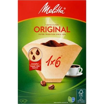Afbeelding van Melitta Koffiefilters Original maat 1x6 40 filters