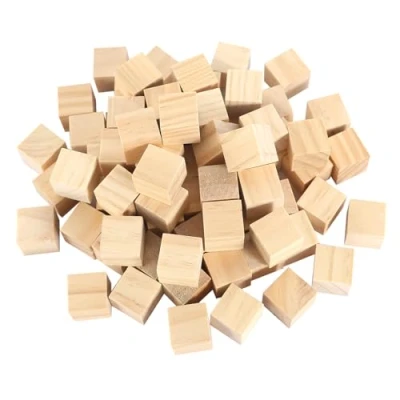 Afbeelding van 120 stuks houten kubussen, 20 mm, klein, natuurlijk, blanco, voor doe het zelf schilderen, handwerk, decoratie, cijfers