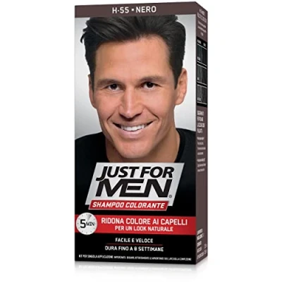 Afbeelding van Just For Men Gelkleurstof, semi permanente kleur voor mannenhaar, zonder ammoniak, met keratine en vitamine E, zwart, H55