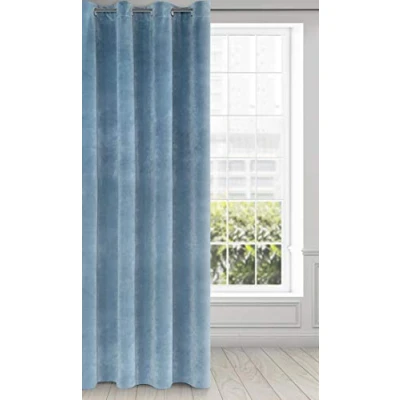 Afbeelding van Eurofirany Gordijn van zacht fluweel, ogen, 1 stuk. Elegant, hoogwaardig, glamoureus, woonkamer, slaapkamer, blauw, 140 x 250 cm