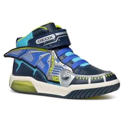 Afbeelding van Geox INEK BOY Light UP Sneakers hoog voor kinderen, Maat: 27, Navy/royal Hoogwaardig imitatieleer