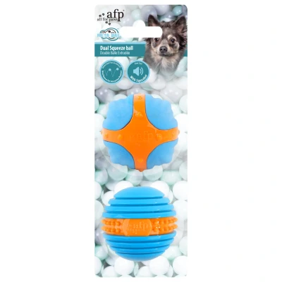 Afbeelding van All For Paws Dual Squeeze Ball Hondenspeelgoed Ø6.3 cm Oranje Blauw