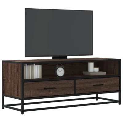 Afbeelding van vidaXL Tv meubel 100x34,5x40 cm bewerkt hout metaal bruin eikenkleur