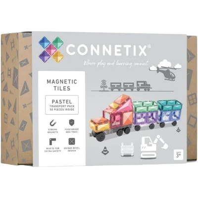 Afbeelding van Connetix Magnetische Tegels Pastel Transport 50 stuks