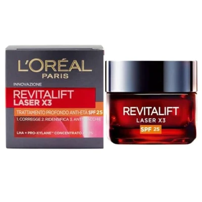 Afbeelding van L&#039;Oréal Paris Revitalift Laser X3 regenererende en anti aging, SPF 25, verpakking van 2 x 50 ml